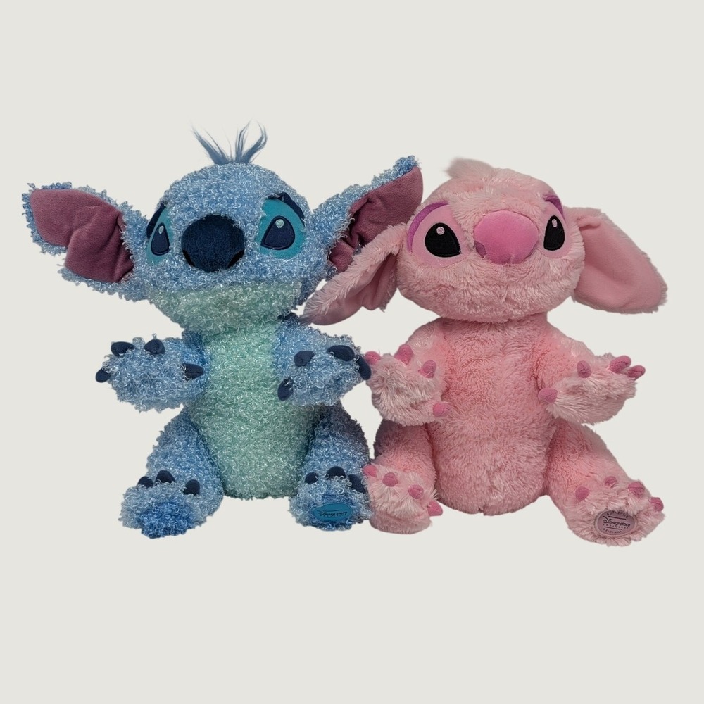 Disney Store Stitch Lot of 2 Plush Gumdrop Blue Think Pink Stuffed Animal Alien